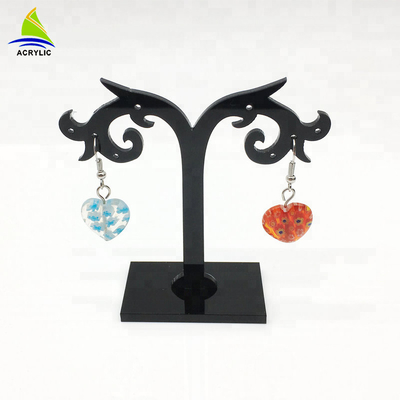 Scaffale acrilico del supporto del banco di mostra dell'orecchino dei gioielli dell'esposizione dell'albero acrilico elegante del nero