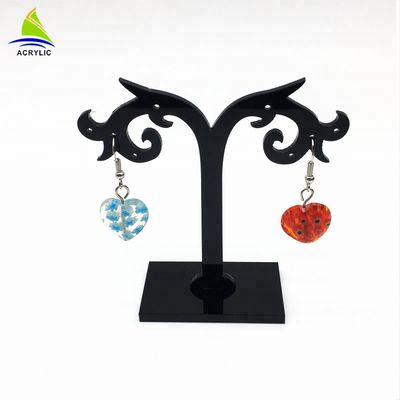 Scaffale acrilico del supporto del banco di mostra dell'orecchino dei gioielli dell'esposizione dell'albero acrilico elegante del nero