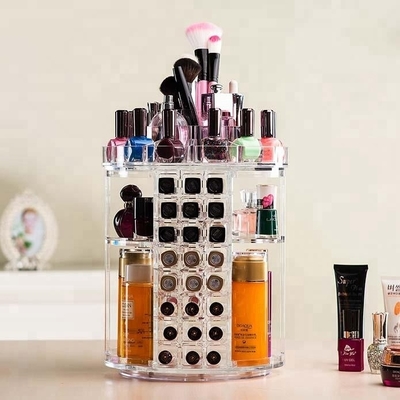 Esposizione cosmetica acrilica di chiaro modo che gira l'organizzatore acrilico del rossetto