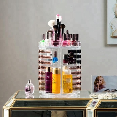 Esposizione cosmetica acrilica di chiaro modo che gira l'organizzatore acrilico del rossetto