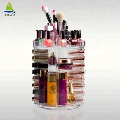 Esposizione cosmetica acrilica di chiaro modo che gira l'organizzatore acrilico del rossetto