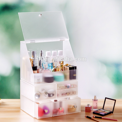 Scatola di stoccaggio acrilica amichevole eco- di trucco dell'esposizione cosmetica acrilica del poligono