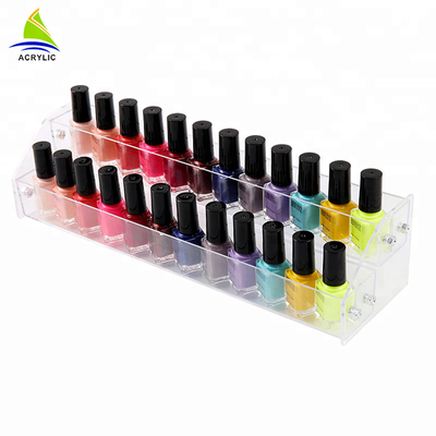 Organizzatore materiale acrilico del cosmetico del supporto del supporto della bottiglia dello smalto dell'esposizione cosmetica acrilica a file