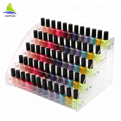 Organizzatore materiale acrilico del cosmetico del supporto del supporto della bottiglia dello smalto dell'esposizione cosmetica acrilica a file