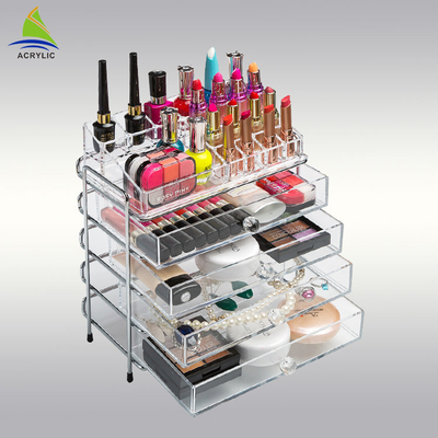 Organizzatore cosmetico regolabile di stoccaggio dell'acrilico di 3 cassetti