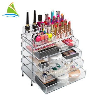 Organizzatore cosmetico regolabile di stoccaggio dell'acrilico di 3 cassetti