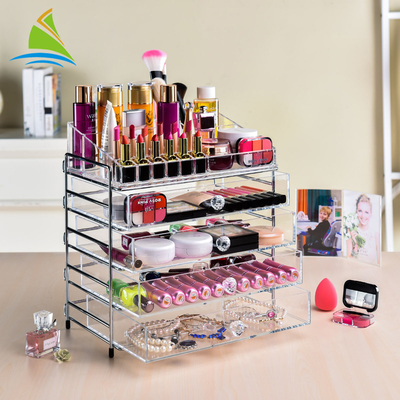 Organizzatore cosmetico regolabile di stoccaggio dell'acrilico di 3 cassetti