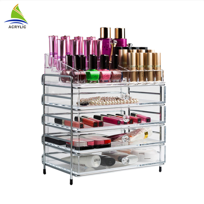 Scatola di stoccaggio acrilica elegante da tavolo di trucco del supporto del rossetto di 4 cassetti chiara