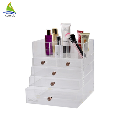 Organizzatore acrilico acrilico multiuso di trucco della scatola di stoccaggio di trucco di 5 cassetti