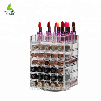 Scatola acrilica su misura del supporto di stoccaggio di trucco dell'esposizione della radura del supporto cosmetico acrilico del rossetto