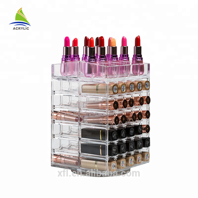 Scatola acrilica su misura del supporto di stoccaggio di trucco dell'esposizione della radura del supporto cosmetico acrilico del rossetto
