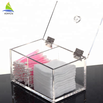 Scatola di stoccaggio acrilica piana del cotone di trucco dell'esposizione cosmetica acrilica di plastica