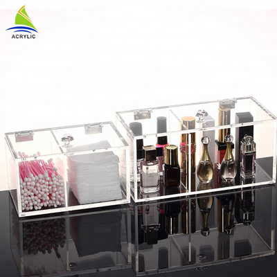 Scatola di stoccaggio acrilica piana del cotone di trucco dell'esposizione cosmetica acrilica di plastica