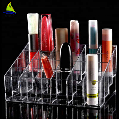 Stoccaggio acrilico trasparente dell'esposizione del rossetto di griglie di trucco 24/scatola dell'organizzatore