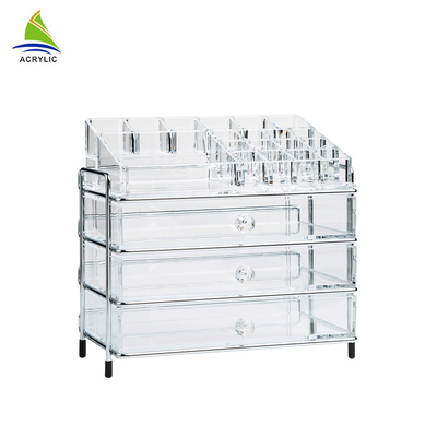 Organizzatore cosmetico acrilico grande chiaro da tavolino di plastica
