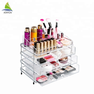 Organizzatore acrilico di trucco del cassetto di abitudine 3 chiaro