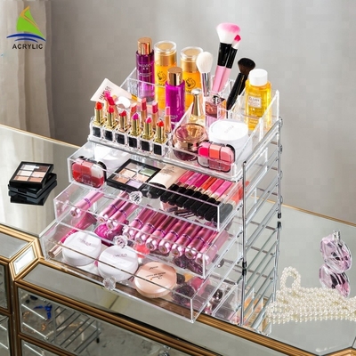 Organizzatore acrilico di trucco del cassetto di abitudine 3 chiaro