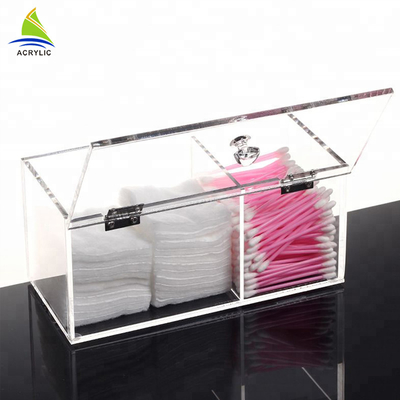 Chiaro supporto acrilico del tampone del cotone del cuscinetto di cotone e dell'organizzatore di Q-Tip