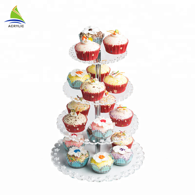 Supporto di plastica acrilico moderno del dolce della migliore di qualità del quadrato del dessert torre del bigné
