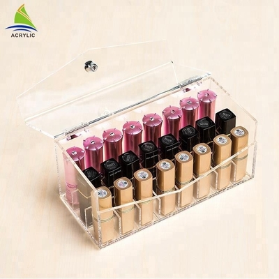 Il contenitore per esposizione acrilico trasparente del rossetto di trucco compone l'organizzatore
