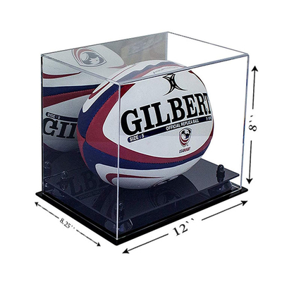Contenitore per esposizione acrilico da tavolo di rugby del chiaro di contenitore per esposizione del contenitore di sport negozio acrilico dei prodotti chiaro