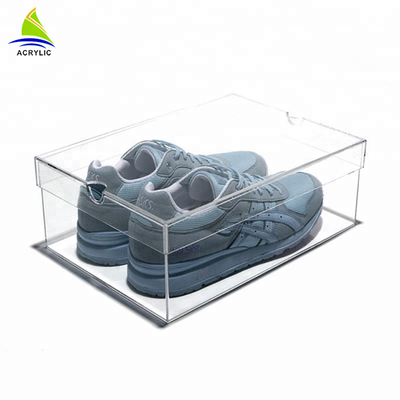 Contenitore di scarpa acrilico di presentazione della scatola del plexiglass acrilico trasparente della radura con il coperchio