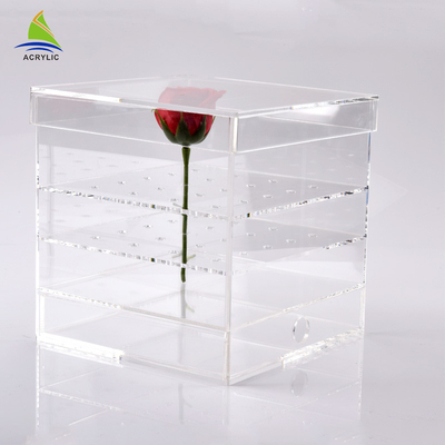 Le nozze 16 freschi di lusso forano la scatola acrilica per la laminazione lucida di 16 rose