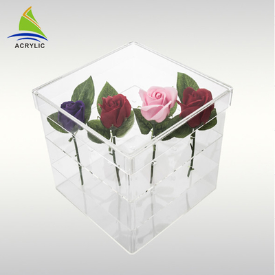 Le nozze 16 freschi di lusso forano la scatola acrilica per la laminazione lucida di 16 rose