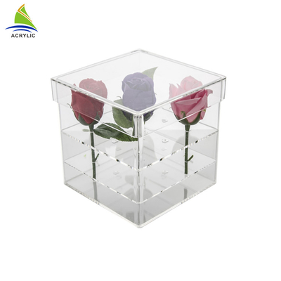 Le nozze 16 freschi di lusso forano la scatola acrilica per la laminazione lucida di 16 rose