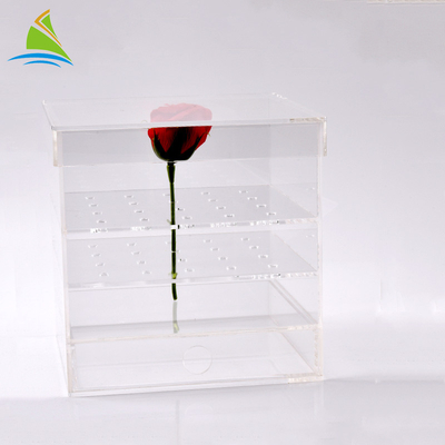 Contenitore d'imballaggio su ordinazione di chiaro di stoccaggio del plexiglass fiore acrilico acrilico della scatola per conservato 25 rose