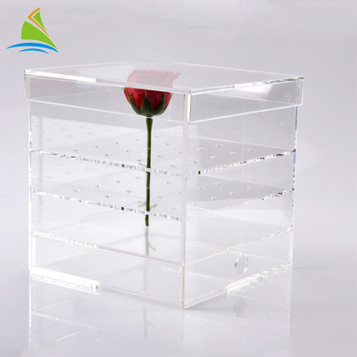 Contenitore d'imballaggio su ordinazione di chiaro di stoccaggio del plexiglass fiore acrilico acrilico della scatola per conservato 25 rose