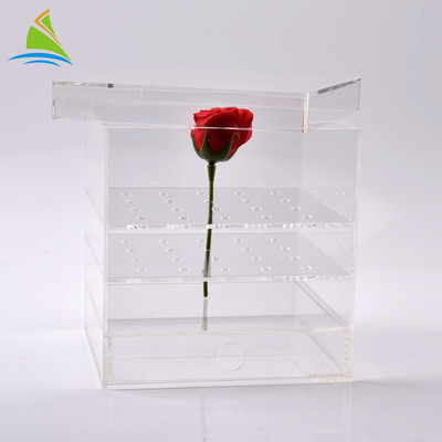 Contenitore d'imballaggio su ordinazione di chiaro di stoccaggio del plexiglass fiore acrilico acrilico della scatola per conservato 25 rose