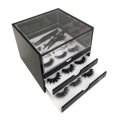 L'organizzatore acrilico elegante del ciglio di 3 griglie, contenitore di ciglio del plexiglass per trucco foggia lo stoccaggio
