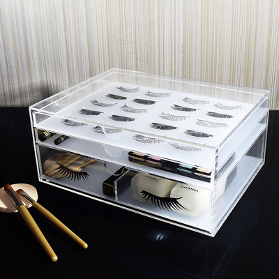L'organizzatore acrilico elegante del ciglio di 3 griglie, contenitore di ciglio del plexiglass per trucco foggia lo stoccaggio