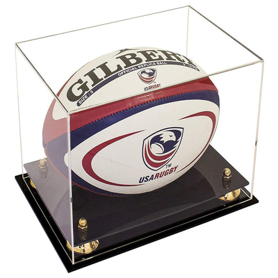 Scatola di presentazione acrilica su misura della palla di rugby/chiari contenitori per esposizione acrilici della scatola