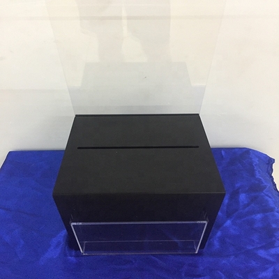 Scatola acrilica chiudibile a chiave nera gelida di donazione della scatola/perspex di presentazione con il titolare della carta del segno