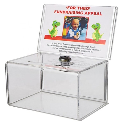 Il piccolo acrilico si raccoglie fondi scatole di presentazione con la scatola di donazione plexiglass/della serratura