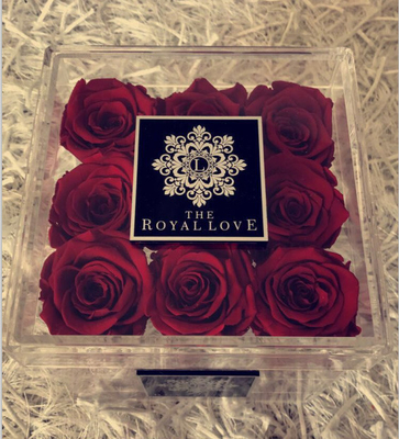 Contenitore acrilico di lusso d'imballaggio quadrato impermeabile di fiore del regalo con il logo del laser