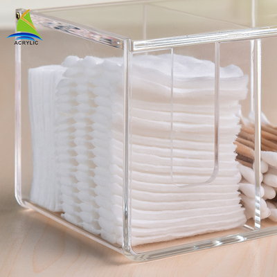 Supporto acrilico del tampone del cuscinetto di cotone della famiglia/scatola di stoccaggio di plastica del tampone di cotone