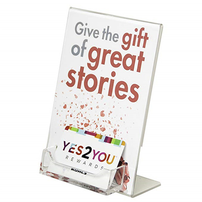 5&quot; X 7&quot; supporto del segno dell'inserzione inclinato acrilico del plexiglass del lucite con la tasca di biglietto da visita