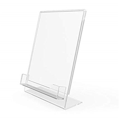 5&quot; X 7&quot; supporto del segno dell'inserzione inclinato acrilico del plexiglass del lucite con la tasca di biglietto da visita