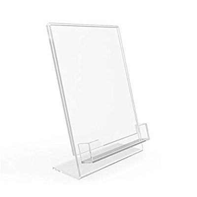5&quot; X 7&quot; supporto del segno dell'inserzione inclinato acrilico del plexiglass del lucite con la tasca di biglietto da visita