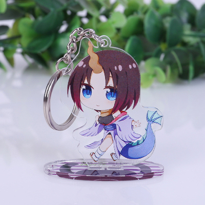 Figura acrilica su ordinazione Keychain acrilico stampato di anime della persona in piedi del contenitore per esposizione del controsoffitto