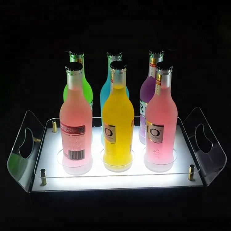 Gli scaffali principali acrilici di Antivari hanno condotto il vassoio del banco di mostra dello scaffale del liquore per stoccaggio