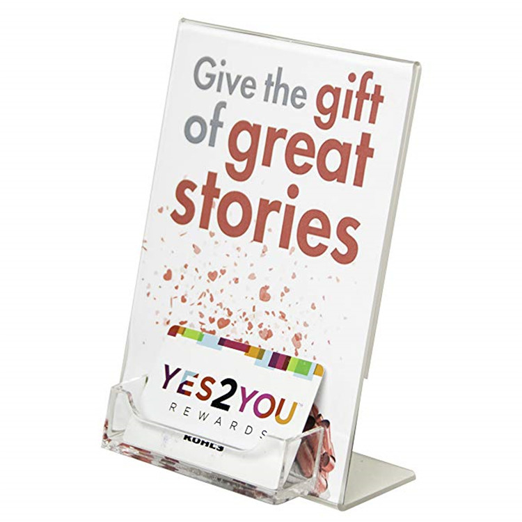 5&quot; X 7&quot; supporto del segno dell'inserzione inclinato acrilico del plexiglass del lucite con la tasca di biglietto da visita
